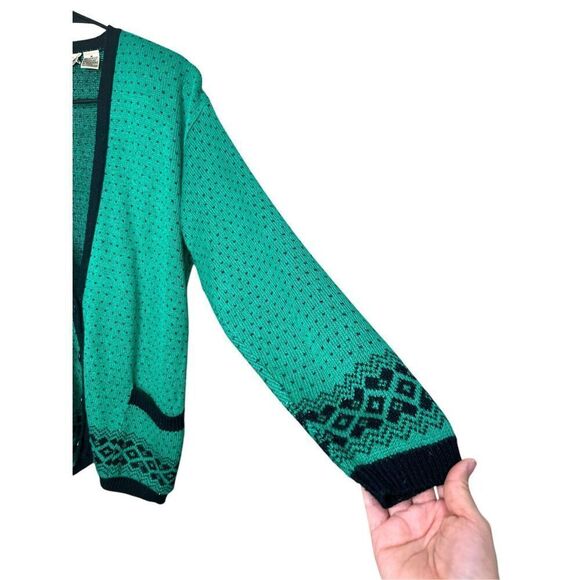 Vintage Liz Claiborne Green Polka Dot Cardigan Button Front Size M - Picture 5 of 8